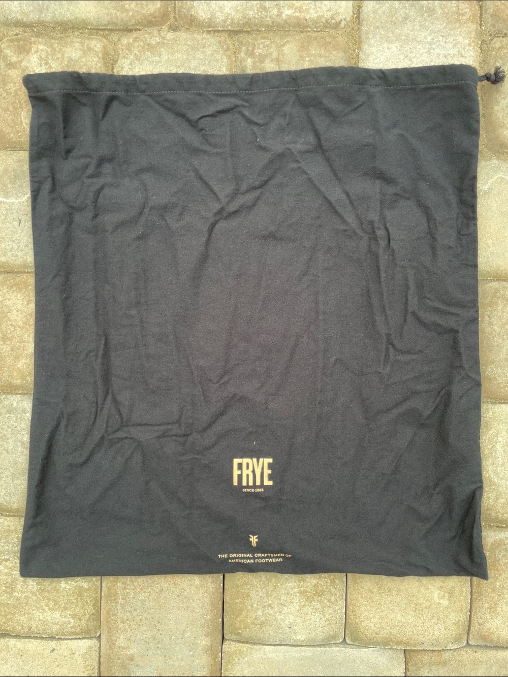 Frye Black Drawstring Shoe Dust Bag with Gold Logo-2 available-$19 each